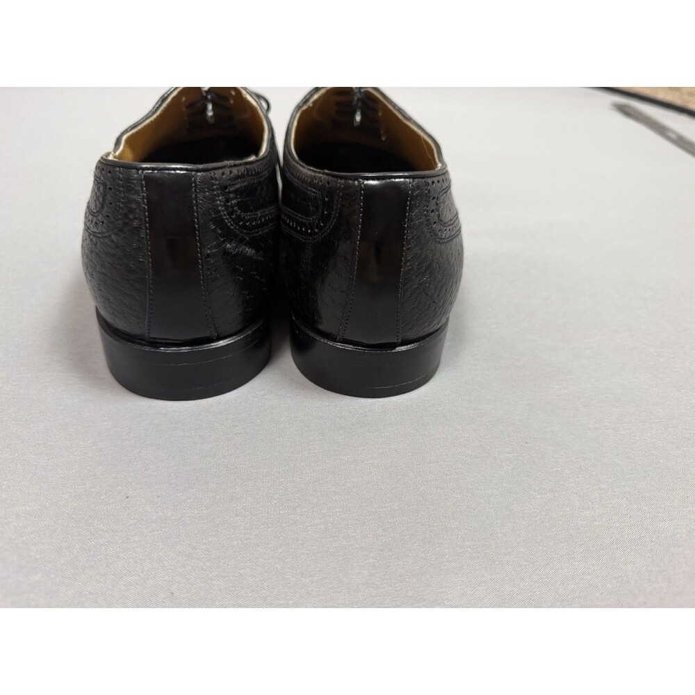 Johnston & Murphy Black Leather Toe Wingtip Oxford Shoes Made in Italy 9.5 M - Picture 5 of 14